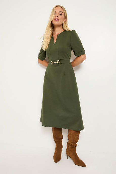 Petite Ponte Snaffle Trim Midi Dress - Image 5