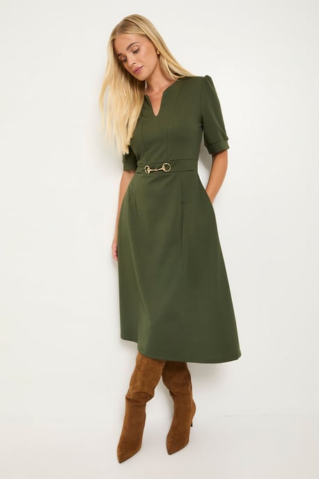 Petite Ponte Snaffle Trim Midi Dress - Image 6