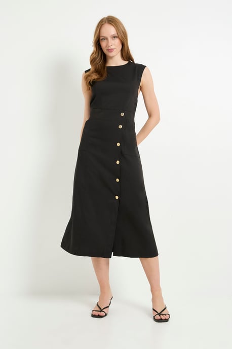 Button Detail Utility Midi Dress - Image 1