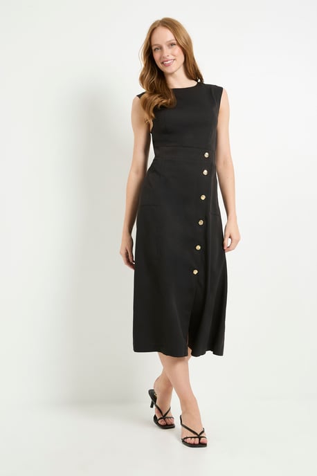 Button Detail Utility Midi Dress - Image 4