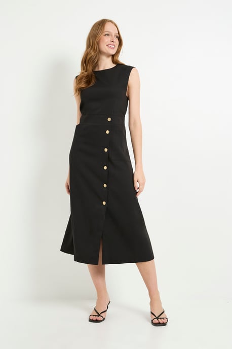 Button Detail Utility Midi Dress - Image 5