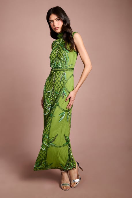 Coast Muse Palm Tree Embellished Midi Dress - Image 4