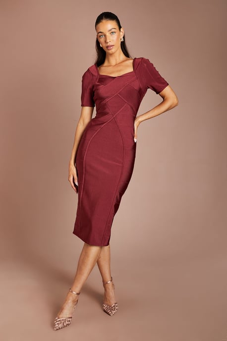 Short Sleeve Bandage Midi Dress - Image 1