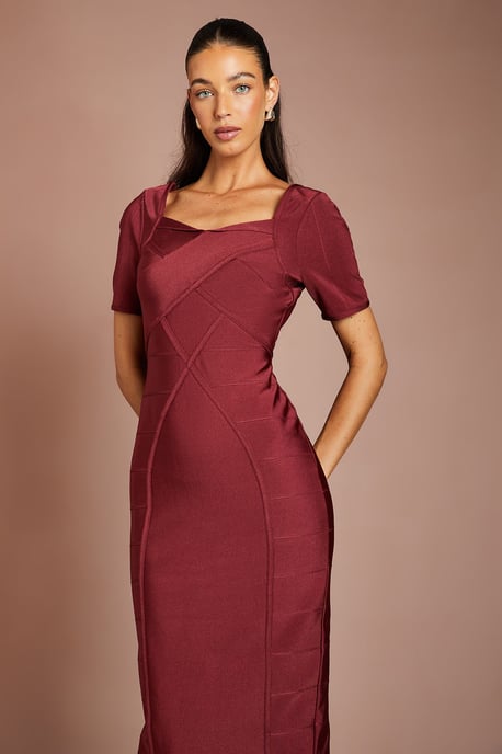 Short Sleeve Bandage Midi Dress - Image 2