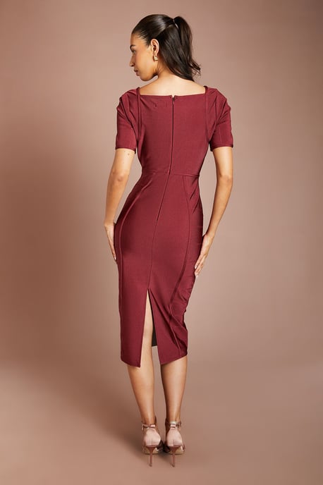 Short Sleeve Bandage Midi Dress - Image 3