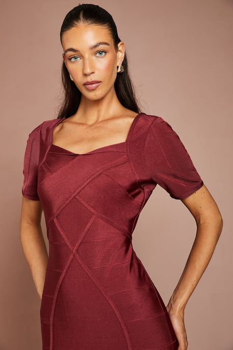 Short Sleeve Bandage Midi Dress - Image 4