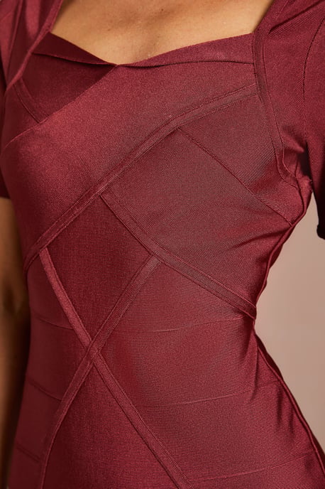 Short Sleeve Bandage Midi Dress - Image 5