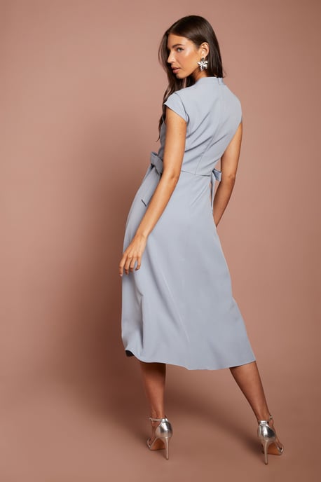 Bow Waist Detail Cap Sleeve Midi Dress - Image 3