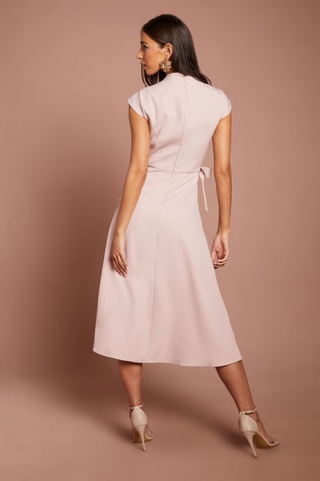 Bow Waist Detail Cap Sleeve Midi Dress - Image 3