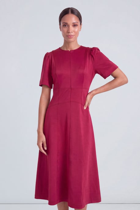 Seam Detail Zip Front Midi Dress - Image 4