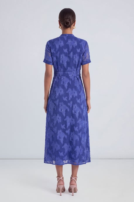 Floral Jacquard Button Down Midi Dress - Image 2