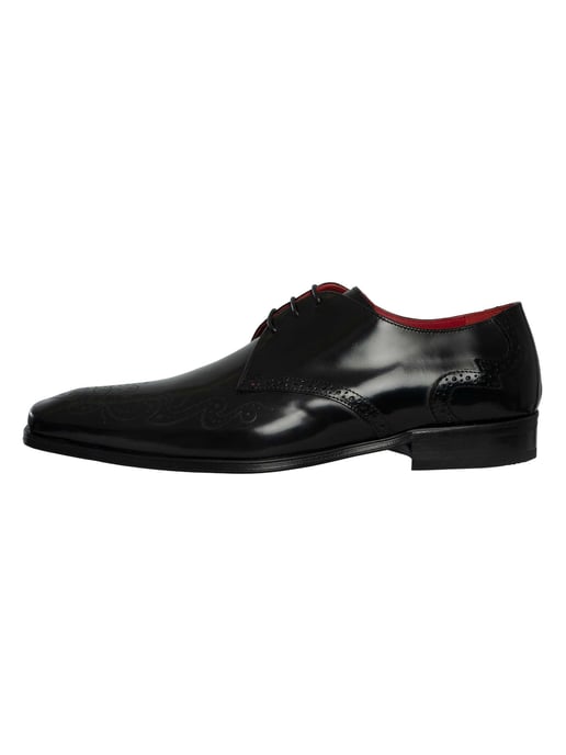 Jeffery West Polished Leather Brogue Shoes, Black - Image 2