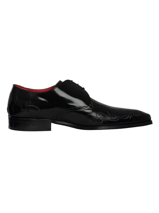 Jeffery West Polished Leather Brogue Shoes, Black - Image 3