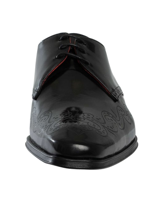 Jeffery West Polished Leather Brogue Shoes, Black - Image 4