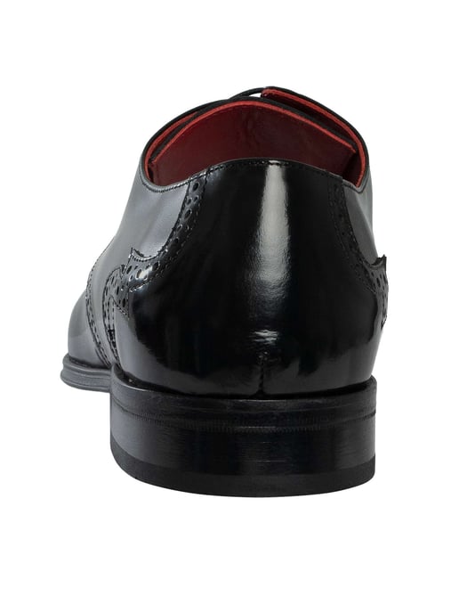 Jeffery West Polished Leather Brogue Shoes, Black - Image 5