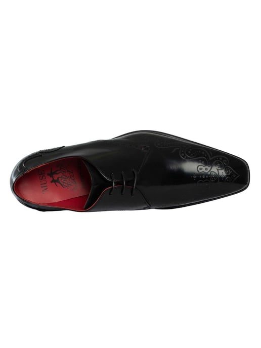 Jeffery West Polished Leather Brogue Shoes, Black - Image 6