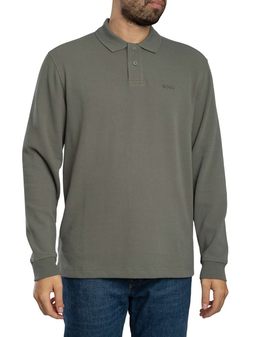 BOSS Petempesto Poloshirt Met Lange Mouwen, Grijs - Image 1