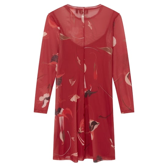 Ted Baker Midi-jurk Met Lange Mouwen En Meshprint In Rood - Image 2