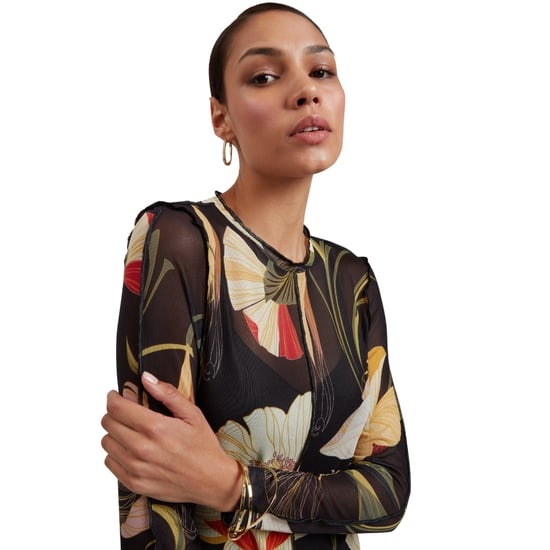 Ted Baker Mesh Long Sleeve Black Midi Dress - Image 3