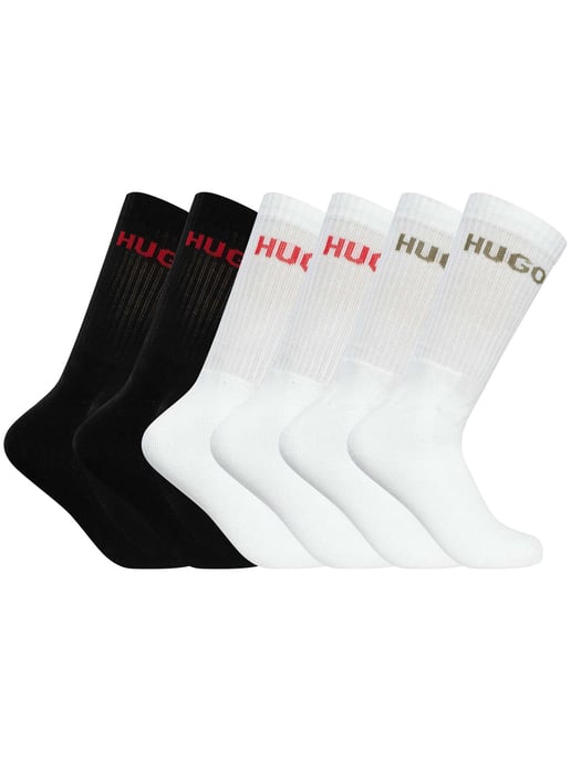 HUGO 6-Pack Logo Kwartsokken, Veelkleurig - Image 1