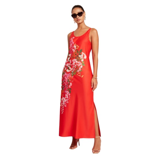 Ted Baker Melmae Bedrukte Rode Slipjurk Met Ronde Hals - Image 2