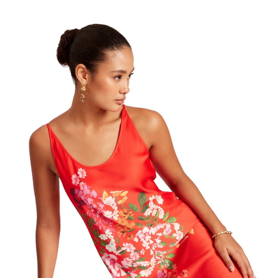 Ted Baker Melmae Bedrukte Rode Slipjurk Met Ronde Hals - Image 5