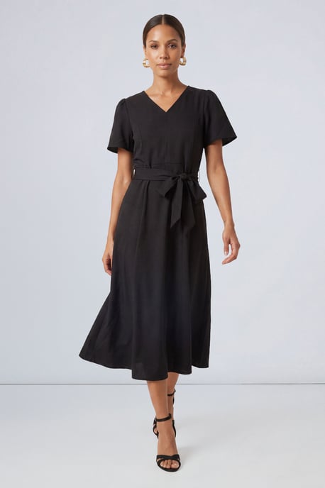 Petite Seam Detail Tie Waist Midi Dress - Image 1