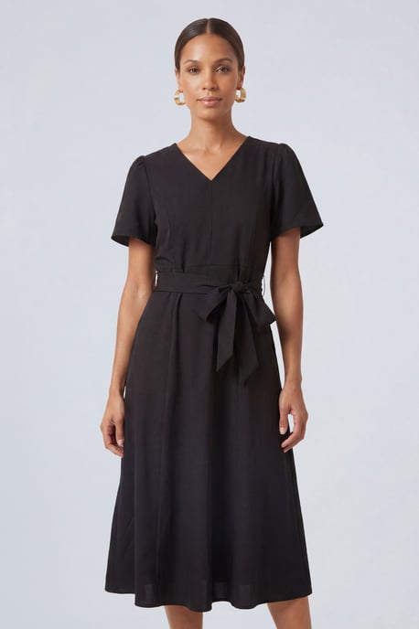 Petite Seam Detail Tie Waist Midi Dress - Image 4