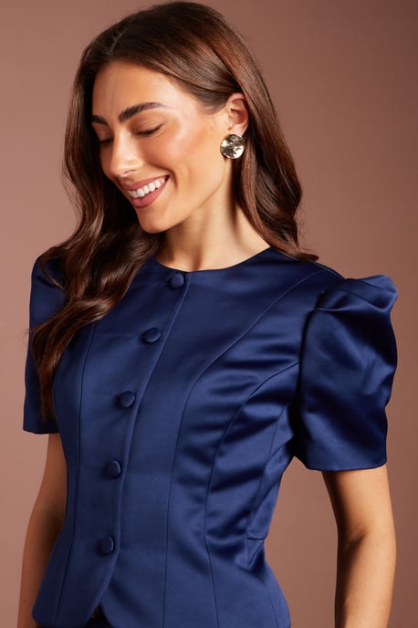 Short Sleeve Button Through Fitted Jacket - Image 4