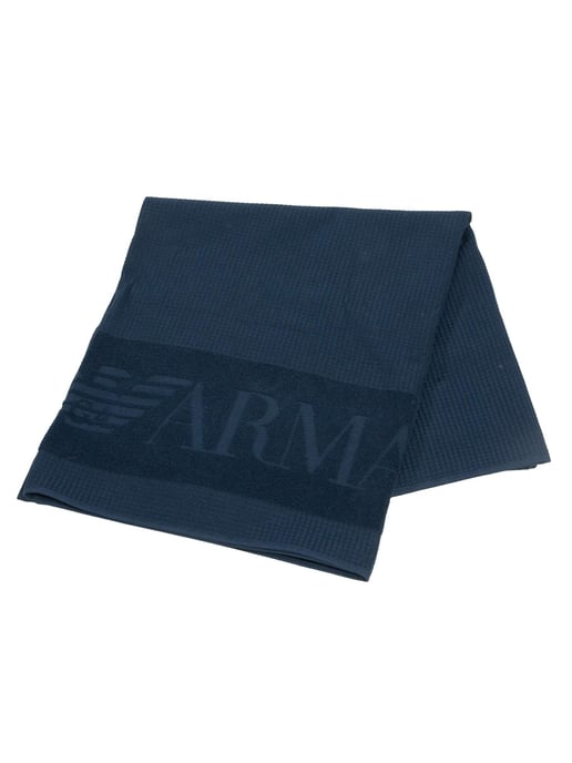 Emporio Armani Strandhanddoek Met Wafelstructuur, Blauw - Image 3
