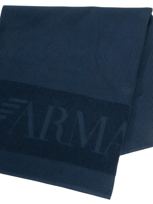 Emporio Armani Strandhanddoek Met Wafelstructuur, Blauw - Image 4