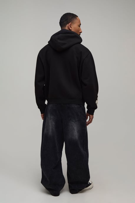 Oversized Boxy Embroidered Zip Through Hoodie - Image 2