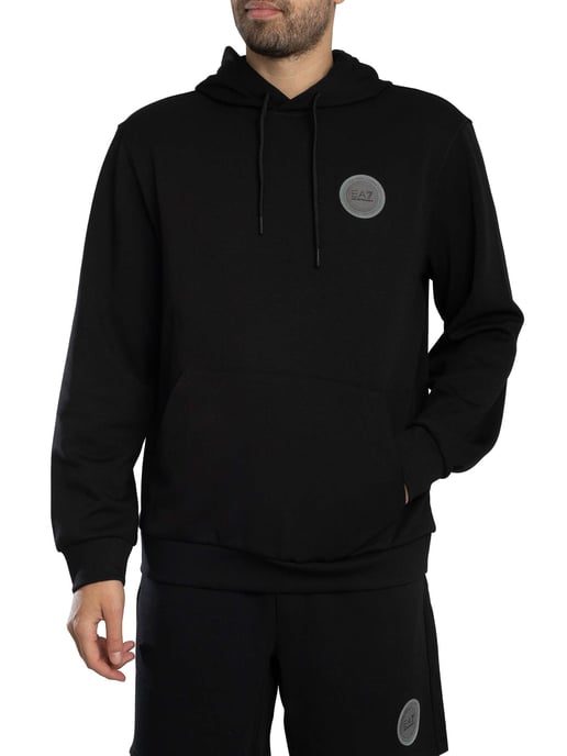 EA7 Pullover Hoodie Met Logopatch, Zwart - Image 1