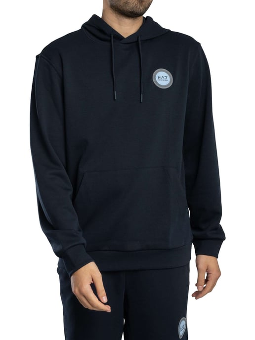 EA7 Pullover Hoodie Met Logopatch, Blauw - Image 1