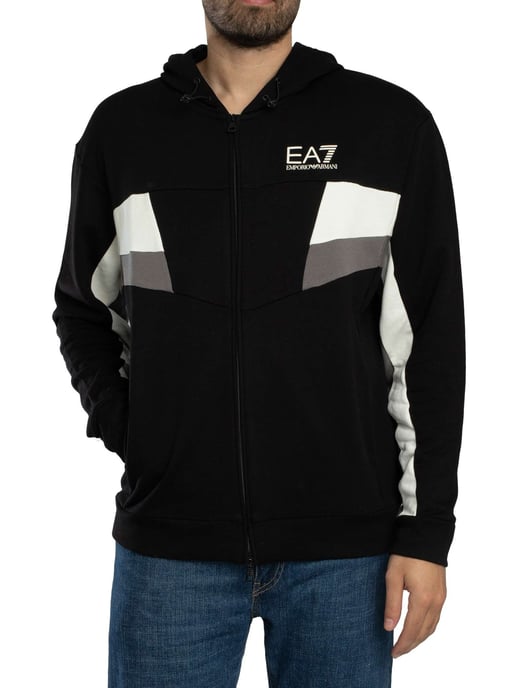 EA7 Logo Jersey Zip Hoodie, Zwart - Image 2