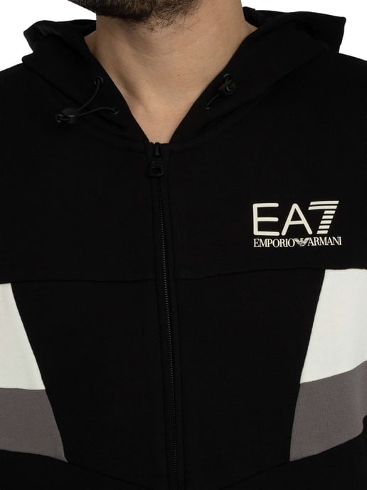 EA7 Logo Jersey Zip Hoodie, Zwart - Image 5
