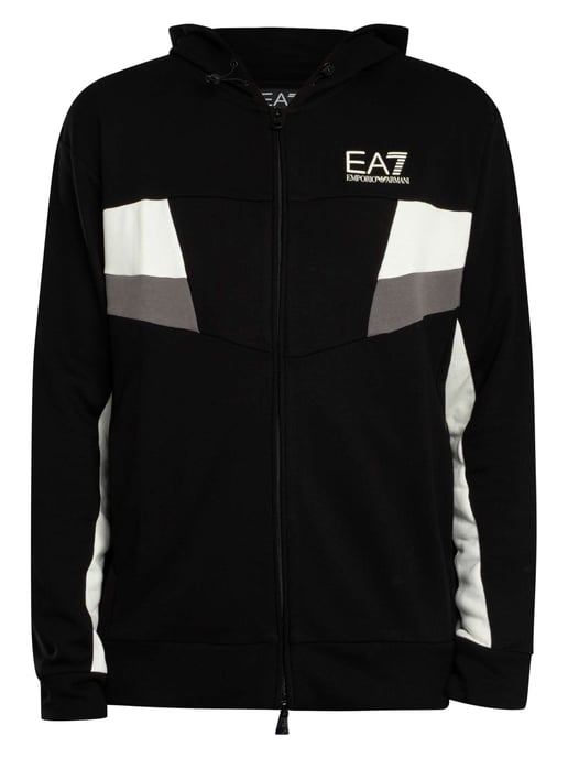 EA7 Logo Jersey Zip Hoodie, Zwart - Image 6