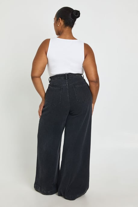 Plus High Waist Front Pocket Wide Leg Jean - Image 2