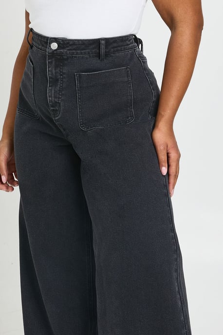 Plus High Waist Front Pocket Wide Leg Jean - Image 4
