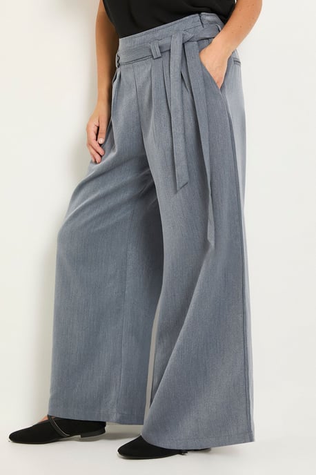 Petite Denim Look Belted Wide Leg Trouser - Image 2