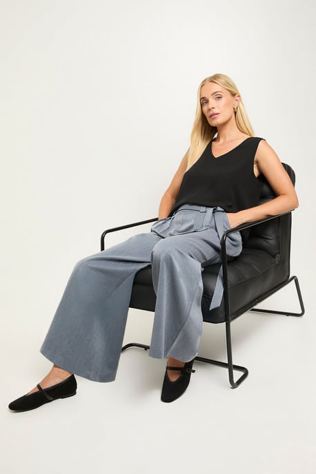 Petite Denim Look Belted Wide Leg Trouser - Image 4