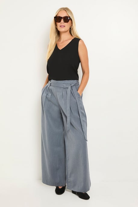 Petite Denim Look Belted Wide Leg Trouser - Image 5