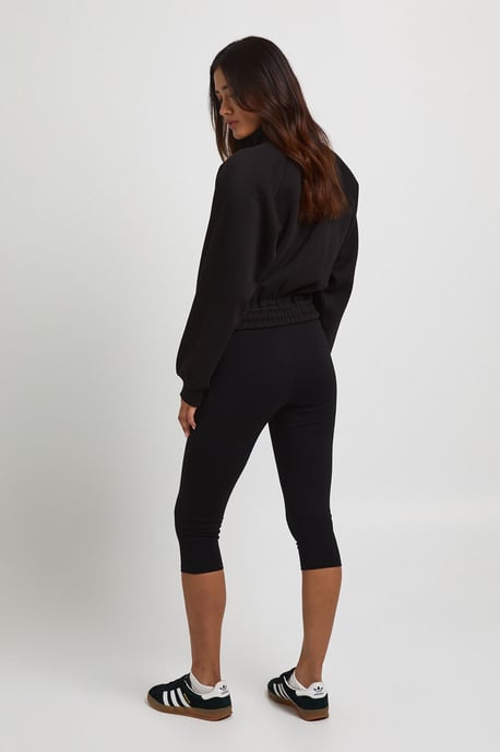 Popper Detail Funnel Neck Sweat Bomber Sweatshirt - Image 2