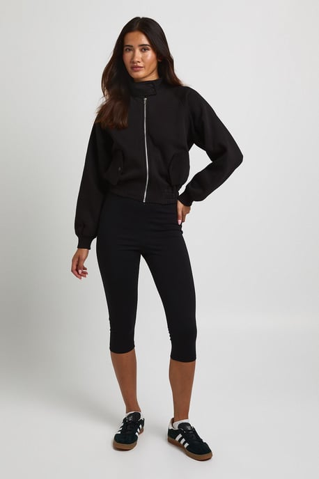 Popper Detail Funnel Neck Sweat Bomber Sweatshirt - Image 3
