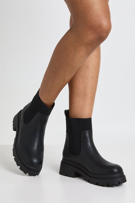 Cleated Sole Chelsea Boots - Image 1