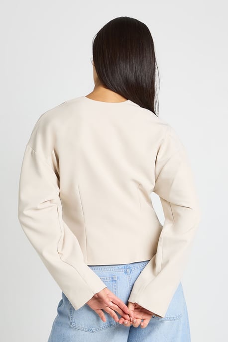 Gold Button Long Sleeve Wrap Top - Image 2