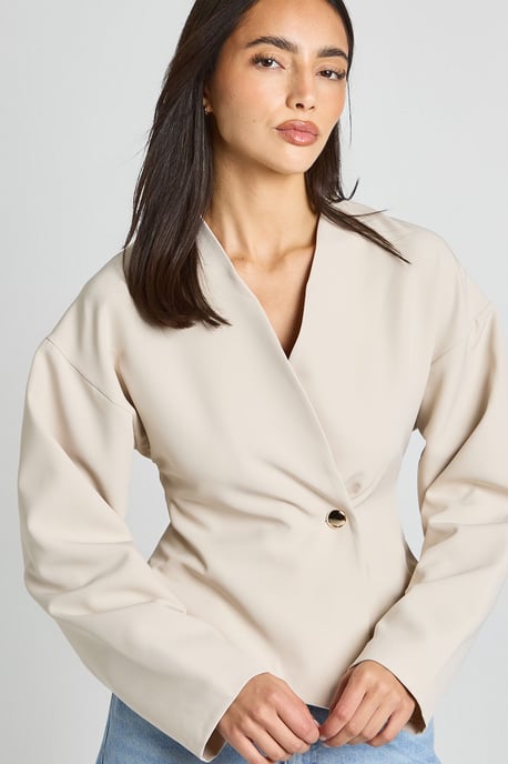 Gold Button Long Sleeve Wrap Top - Image 4