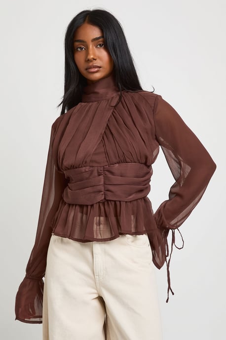 Gathered Blouson Sleeve Blouse - Image 1
