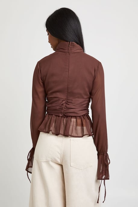 Gathered Blouson Sleeve Blouse - Image 2