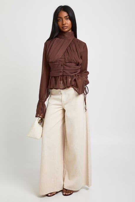 Gathered Blouson Sleeve Blouse - Image 3